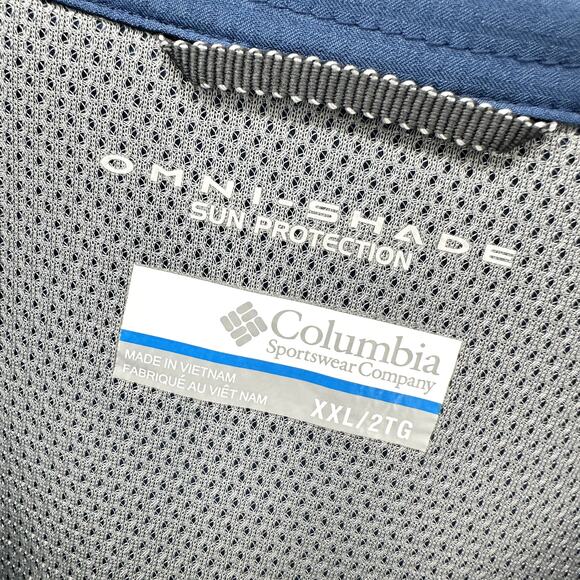 Columbia Fishing Hiking Shirt Mens XXL Blue Long Roll Tab Sleeve Vented Outdoor - Picture 2 of 10